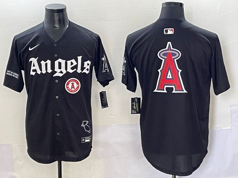 Men 2025 Los Angeles Angels Blank Black Five generations Joint Name Nike MLB Jersey style 21